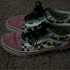 Vans Mickey Pink and Black Cartoon Sneakers
